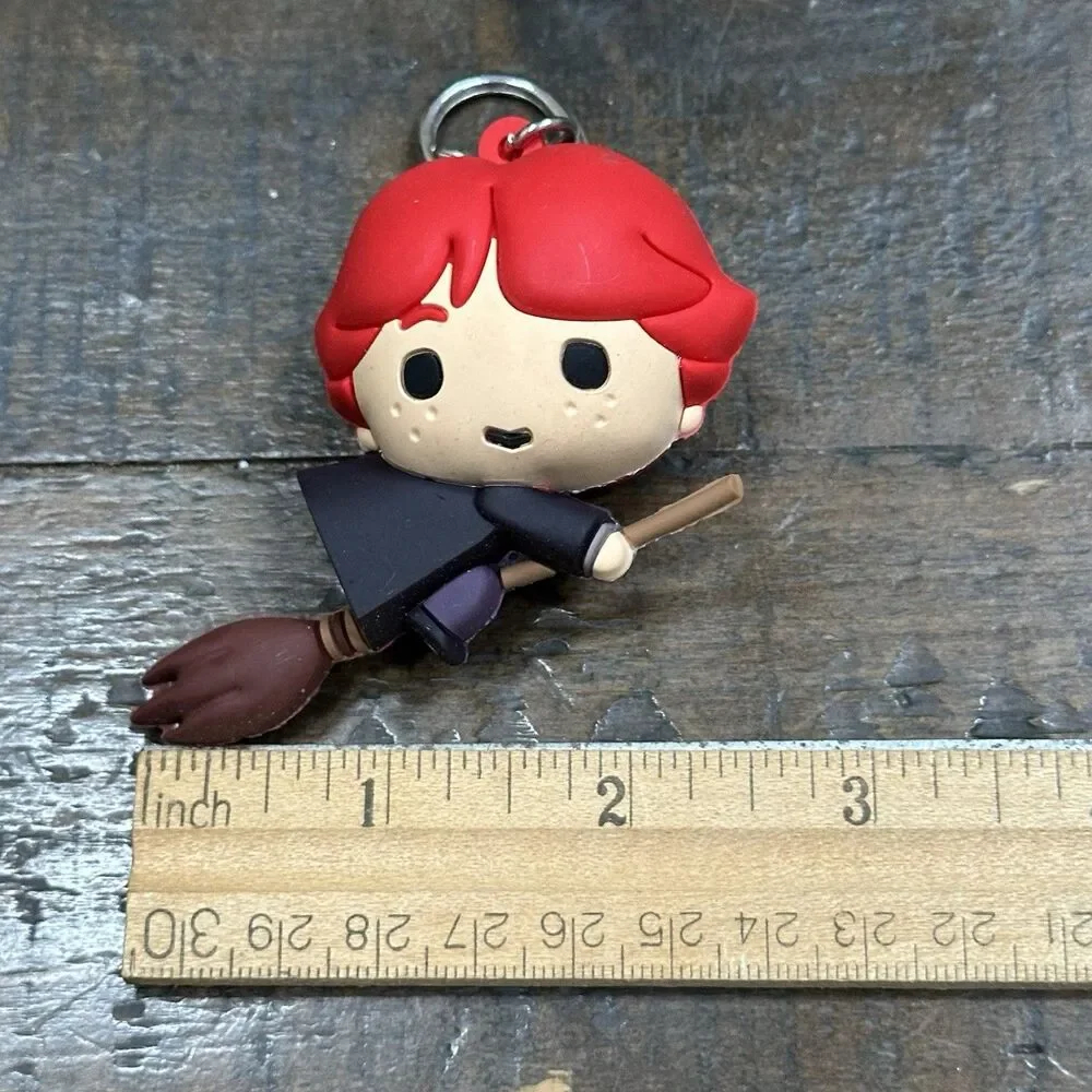 Harry Potter Keychains Lot of 3 – Chibi Ron & Hermione Flying Broom Figures